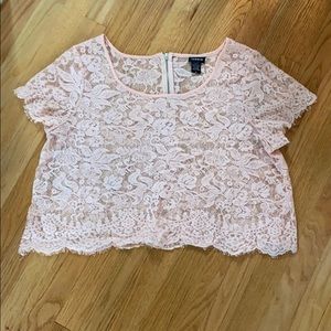 Blush pink lace crop top